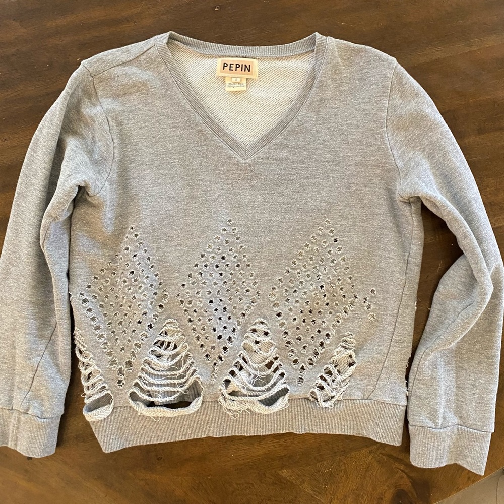 Designer jersey cut out sweatshirt size S